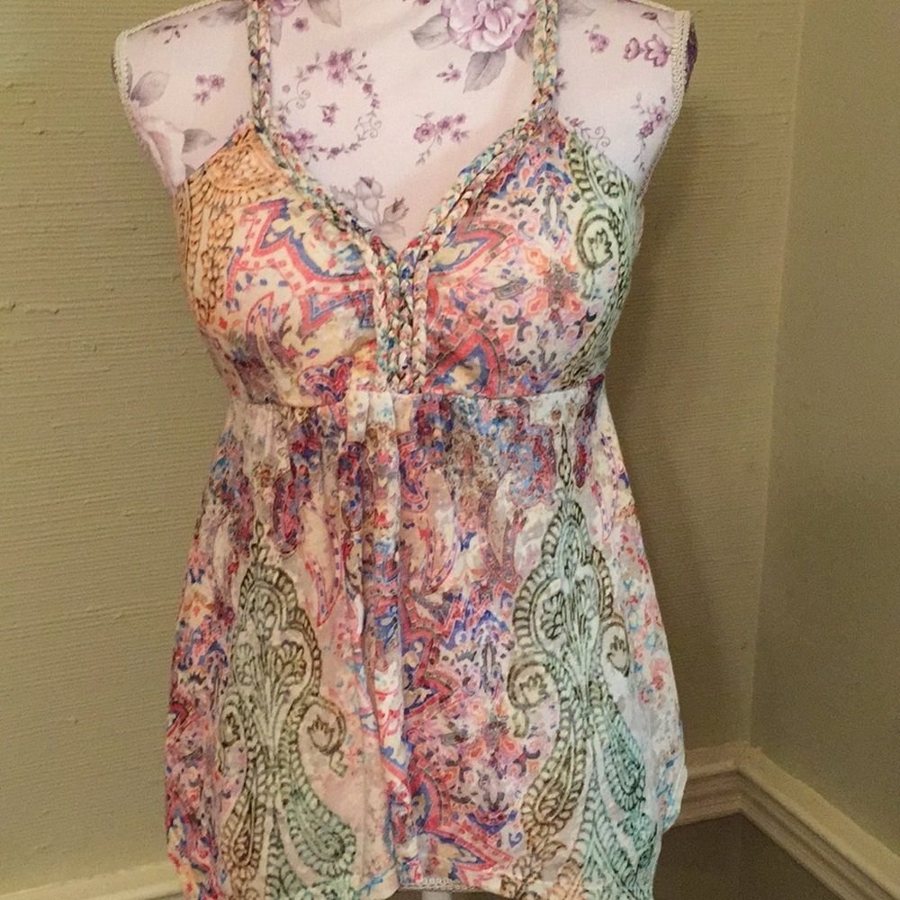 American rag racer back flowy print top